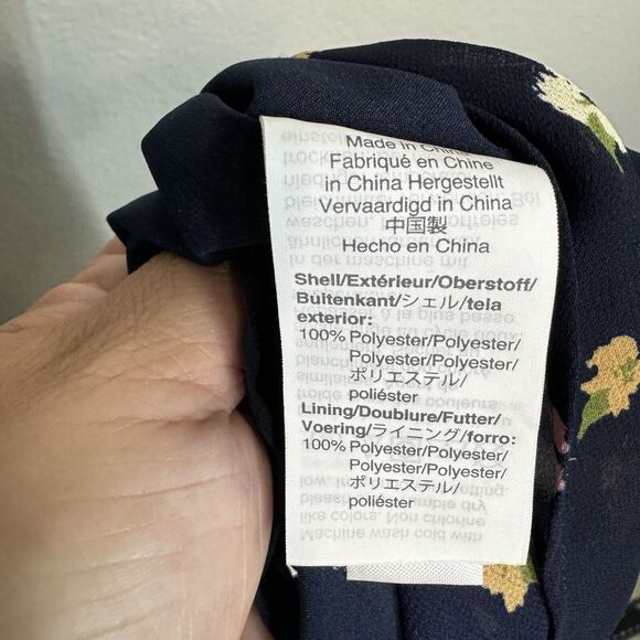 Madewell Babydoll Dress 10 Floral Navy Mini Ruffle Surplice Sleeveless Coquette - Picture 5 of 9